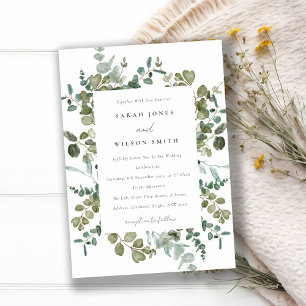 Elegant Botanical Eucalyptus Watercolor Wedding Invitation
