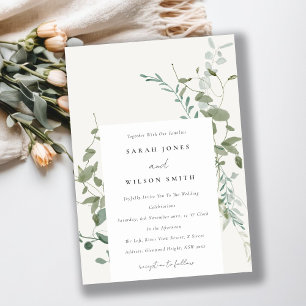 Elegant Botanical Eucalyptus Watercolor Wedding Invitation