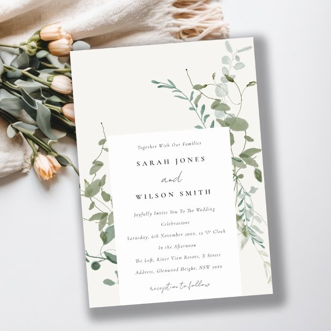 Elegant Botanical Eucalyptus Watercolor Wedding Invitation (Creator Uploaded)