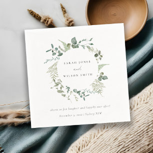 Elegant Botanical Eucalyptus Watercolor Wedding Napkin