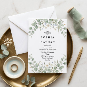 Elegant Botanical Eucalyptus Wedding Invitation