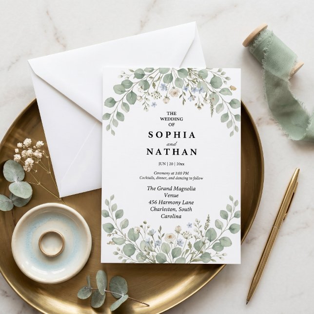 Elegant Botanical Eucalyptus Wedding Invitation  (Creator Uploaded)