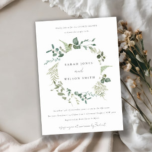 Elegant Botanical Eucalyptus Wreath Couples Shower Invitation