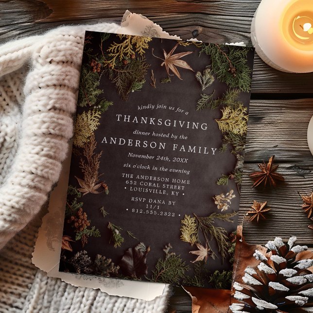 Elegant Botanical Fall Foliage Thanksgiving Dinner Invitation (Creator Uploaded)