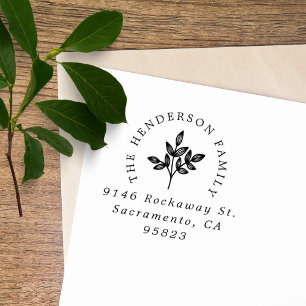 Elegant  Botanical Family Return Address Rubber Stamp
