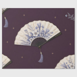 Elegant Botanical Fan Christmas Amethyst Wrapping Paper