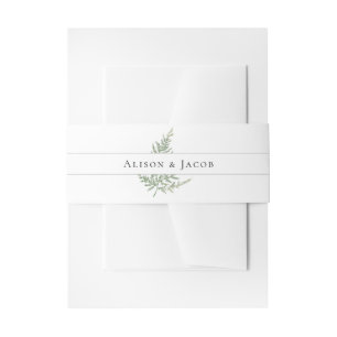Elegant Botanical Fern Floral Wedding Invitation Belly Band