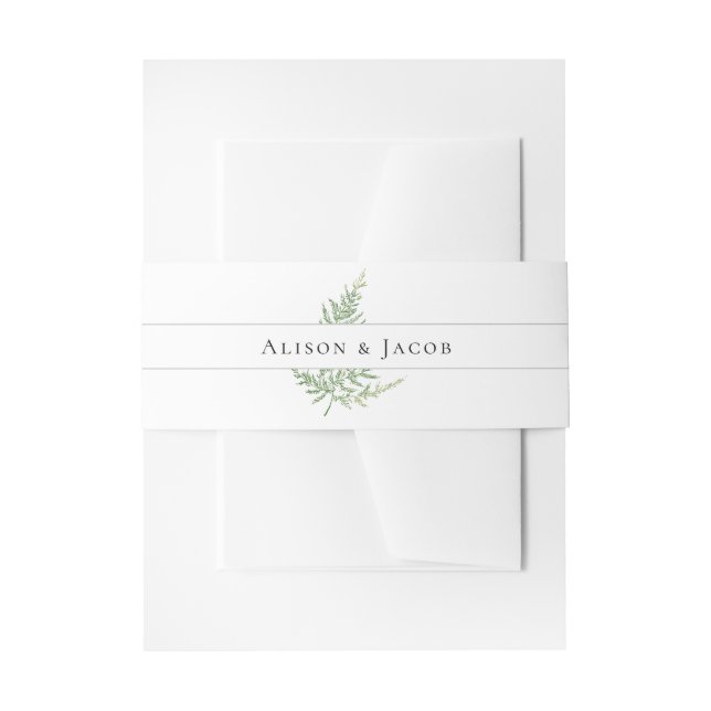 Elegant Botanical Fern Floral Wedding Invitation Belly Band (Front Example)