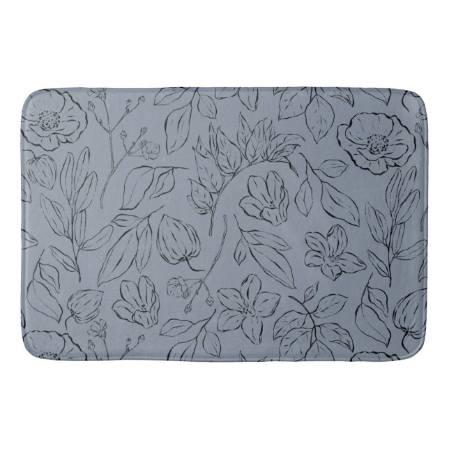 Elegant Botanical Floral Bath Mat (Front)