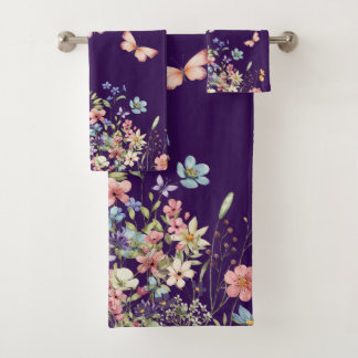 Elegant Botanical Floral Bath Towel Set