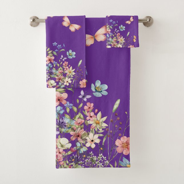 Elegant Botanical Floral Bath Towel Set (Insitu)