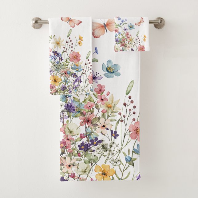 Elegant Botanical Floral Bath Towel Set (Insitu)