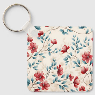 Elegant Botanical Floral Branch Key Ring