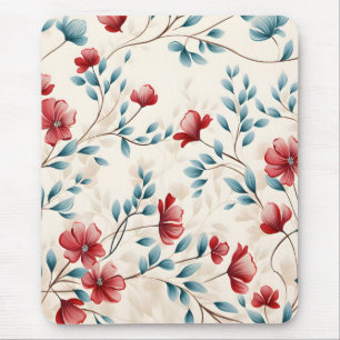 Elegant Botanical Floral Branch Pattern Mouse Pad