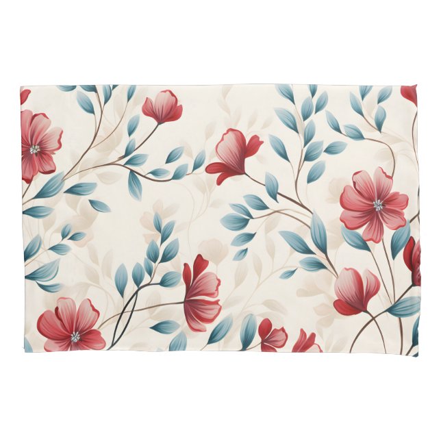Elegant Botanical Floral Branch Pillowcase (Front)