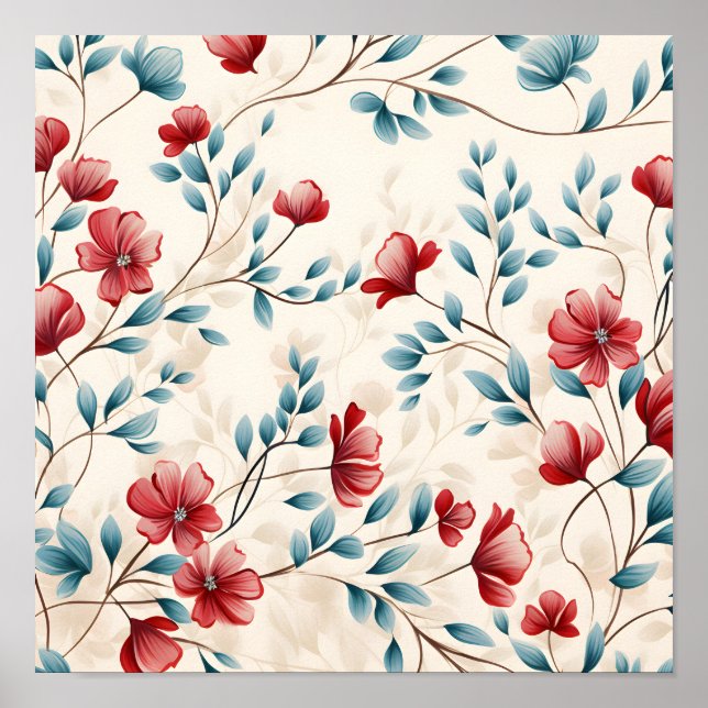 Elegant Botanical Floral Branch Poster (Front)