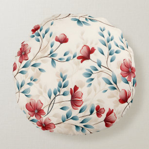 Elegant Botanical Floral Branch Round Cushion