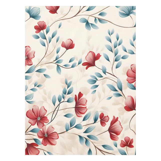 Elegant Botanical Floral Branch Tablecloth (Front)