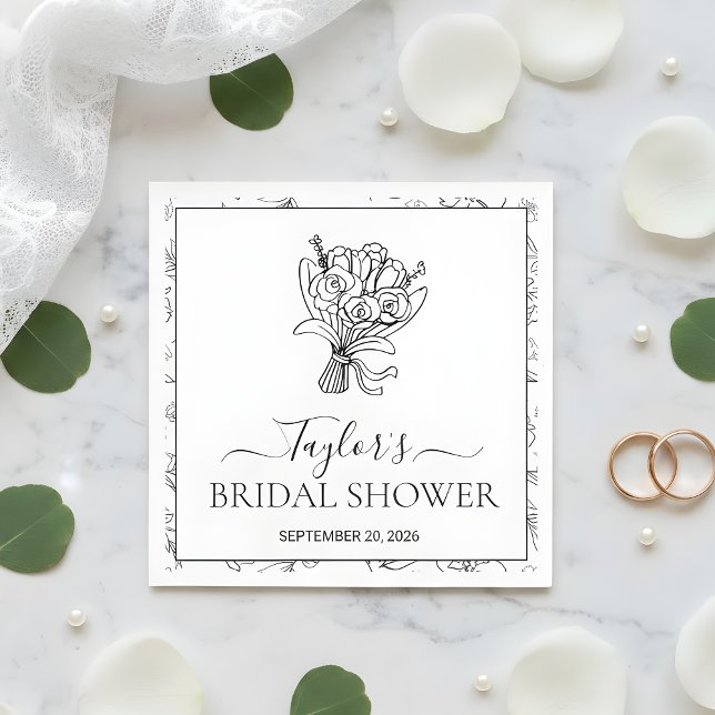 Elegant Botanical Floral Bridal Shower Custom Phot Napkin (Creator Uploaded)