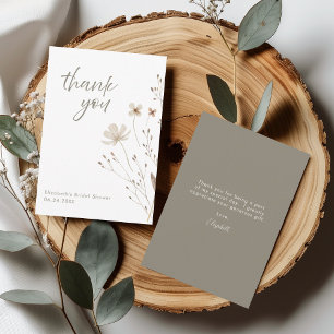 Elegant Botanical Floral Bridal Shower Thank You Card