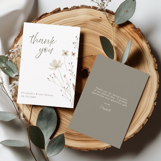 Elegant Botanical Floral Bridal Shower Thank You Card (Creator Uploaded)