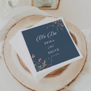 Elegant Botanical Floral Calligraphy We Do Wedding Napkin