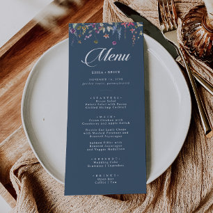 Elegant Botanical Floral Calligraphy Wedding Menu