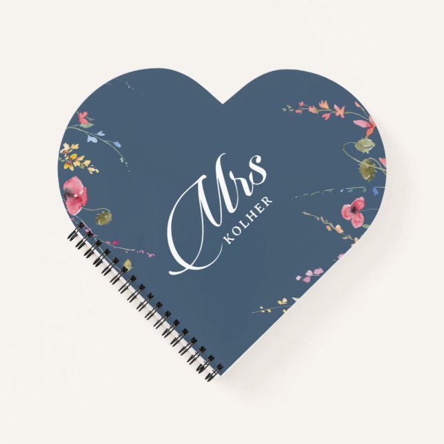 Elegant Botanical Floral Calligraphy Wedding Notebook (Front)