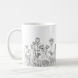Elegant Botanical Floral Design Coffee Mug