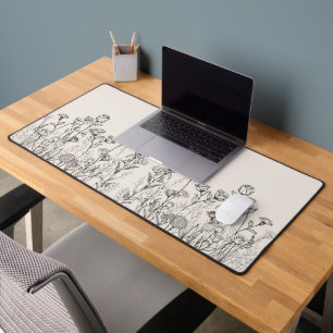 Elegant Botanical Floral Design Desk Mat