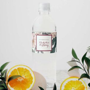 Elegant Botanical Floral Garden Birthday Party Water Bottle Label