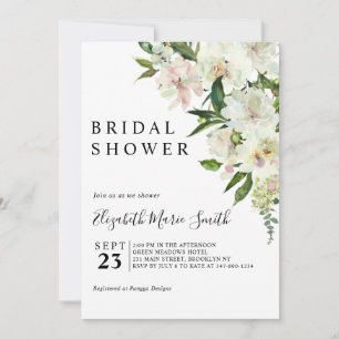 Elegant Botanical Floral Greenery Bridal Shower Invitation