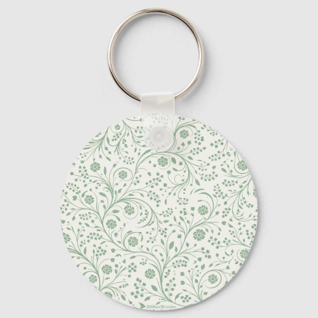 Elegant Botanical Floral Pattern – Minimal Nature  Key Ring (Front)