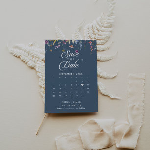 Elegant Botanical Floral QR Code Calendar Save The Date