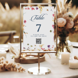 Elegant Botanical Floral QR Code Table Numbers