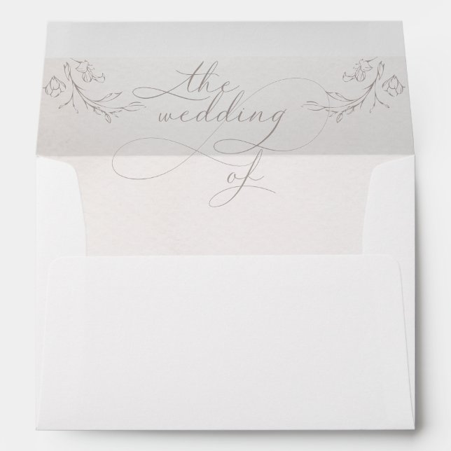 Elegant Botanical Floral Script Wedding Envelope (Back (Bottom))