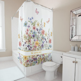 Elegant Botanical Floral Shower Curtain