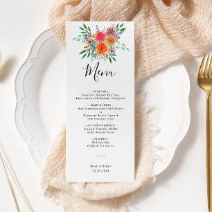 Elegant Botanical Floral Watercolor Floral Wedding Menu