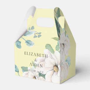 Elegant Botanical Floral Watercolor Wedding Yellow Favour Box