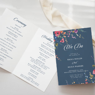 Elegant Botanical Floral We Do Folded Wedding Programme