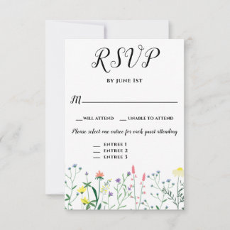 Elegant Botanical Floral Wedding Event 3 Choices RSVP Card