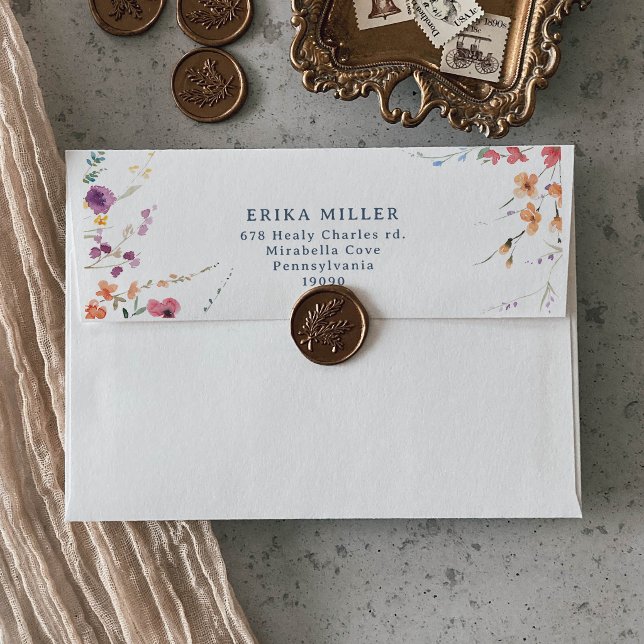 Elegant Botanical Floral Wedding Return Envelope (Creator Uploaded)