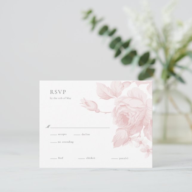 Elegant Botanical Floral Wedding RSVP Card (Standing Front)