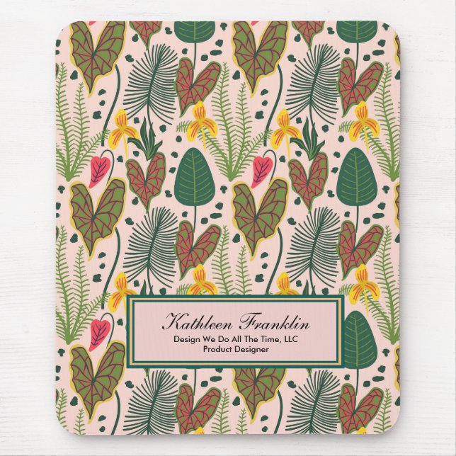 Elegant Botanical Flowers Greenery Mouse Pad (Front)