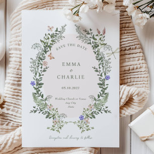 Elegant Botanical Flowers Wedding Save the date Invitation