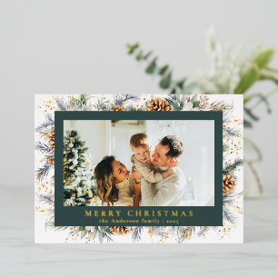 Elegant Botanical Foliage   Dark Green Christmas