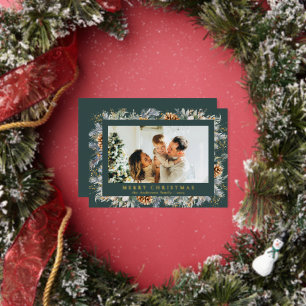 Elegant Botanical Foliage   Dark Green Christmas