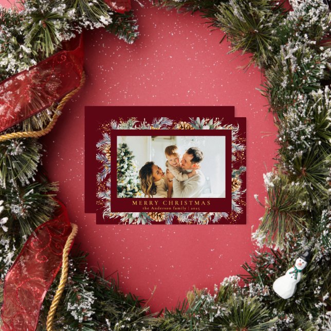 Elegant Botanical Foliage | Red Merry Christmas (Insitu)