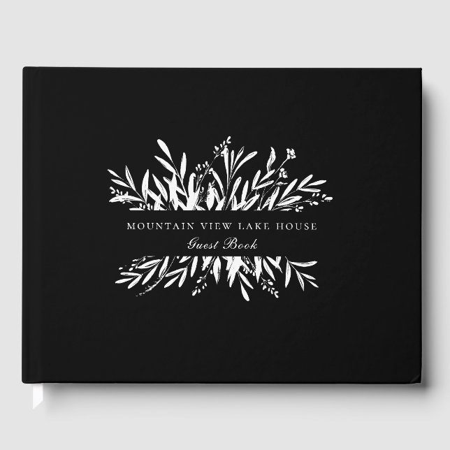 Elegant Botanical Foliage Vacation Home Guest Book (Front)