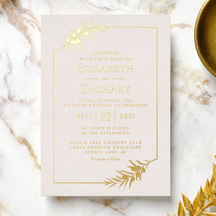 Elegant Botanical Frame Gold Blush Pink Wedding